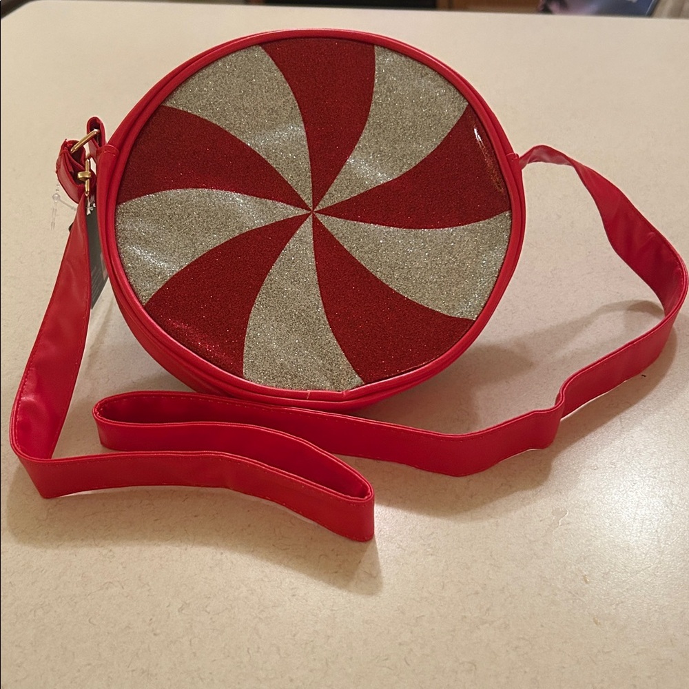Peppermint Candy Swirl Print Purse Clutch Handbag Crossbody Bag NWT - Picture 4 of 9